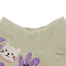 ふくふくにゃんこ 花柄刺繍ショートソックス