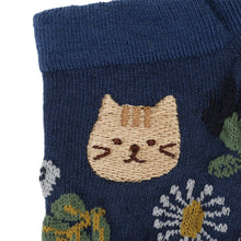 ふくふくにゃんこ 花柄刺繍ショートソックス