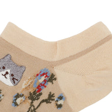 ふくふくにゃんこ 花柄刺繍ショートソックス