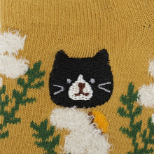 ふくふくにゃんこ 花柄刺繍ショートソックス