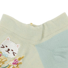 ふくふくにゃんこ 花柄刺繍ショートソックス
