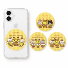 スマホケース内の1枚と横に並べた3枚のステッカーセット