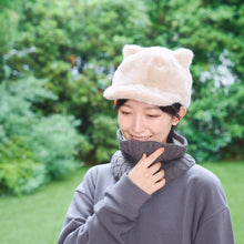 しっぽ付き猫耳ファーキャップ