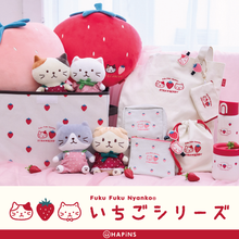 ふくふくにゃんこ いちご巾着ポーチ