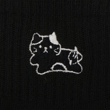  ふくふくにゃんこ ワンポイント 刺繍 アンクル ソックス
