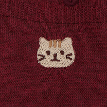  ふくふくにゃんこ 吸湿発熱メロウ刺繍クルーソックス
