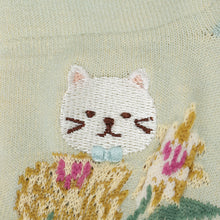  ふくふくにゃんこ  花柄刺繍ショートソックス
