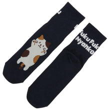  ふくふくにゃんこ  バックロゴクルーソックス
