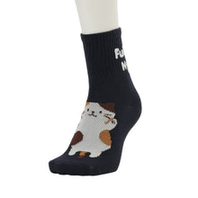  ふくふくにゃんこ  バックロゴクルーソックス
