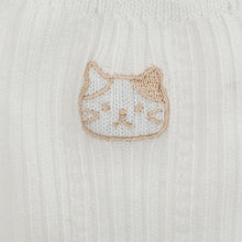  ふくふくにゃんこ  同色刺繍メロウクルーソックス

