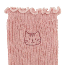  ふくふくにゃんこ  同色刺繍メロウクルーソックス

