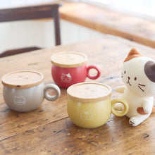  ふくふくにゃんこ 木製ふた付きマグカップ
