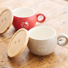  ふくふくにゃんこ 木製ふた付きマグカップ
