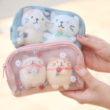 ふくふくにゃんこ フラワーメッシュポーチ
