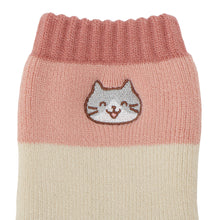  ふくふくにゃんこ 裏起毛ソックス　ボーダー刺繍 【2026_秋冬】
