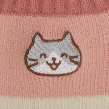  ふくふくにゃんこ 裏起毛ソックス　ボーダー刺繍 【2026_秋冬】
